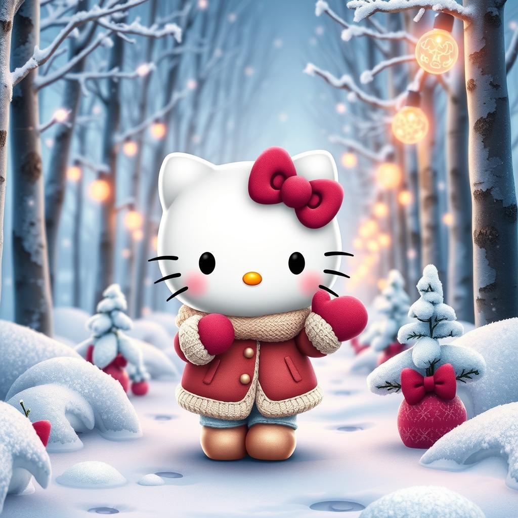 Hello Kitty cartoon Winter Wonderland wallpaper hd