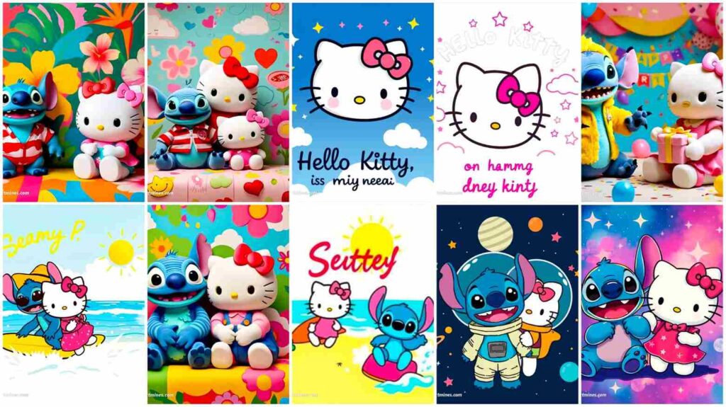 stitch and hello kitty wallpaper